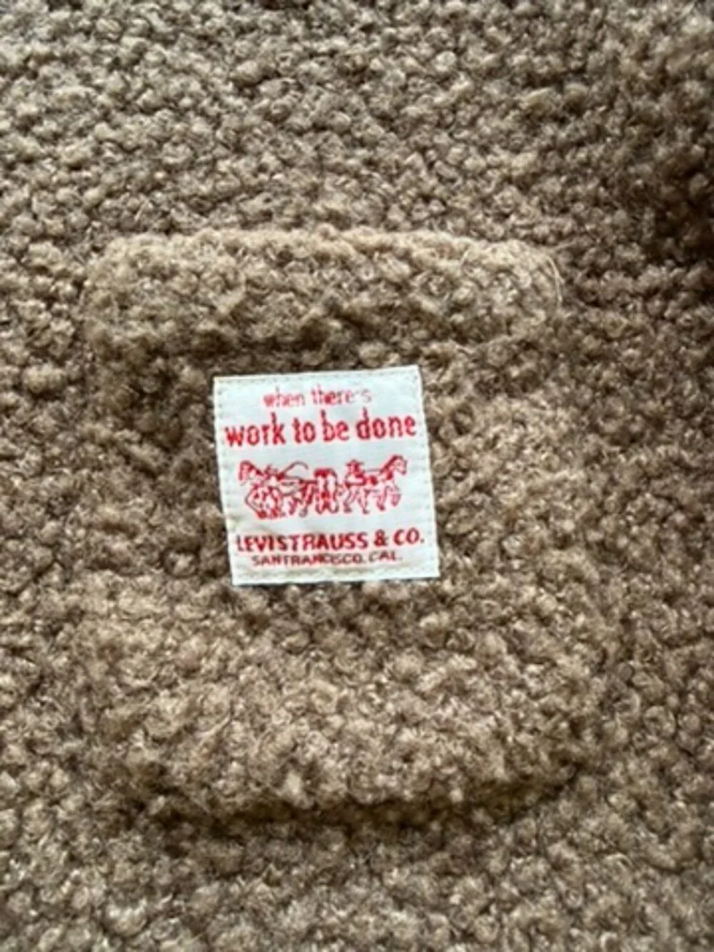 Levi’s Workwear Cardigan Golden Brown Teddy Fleece Relaxed Fit Size L